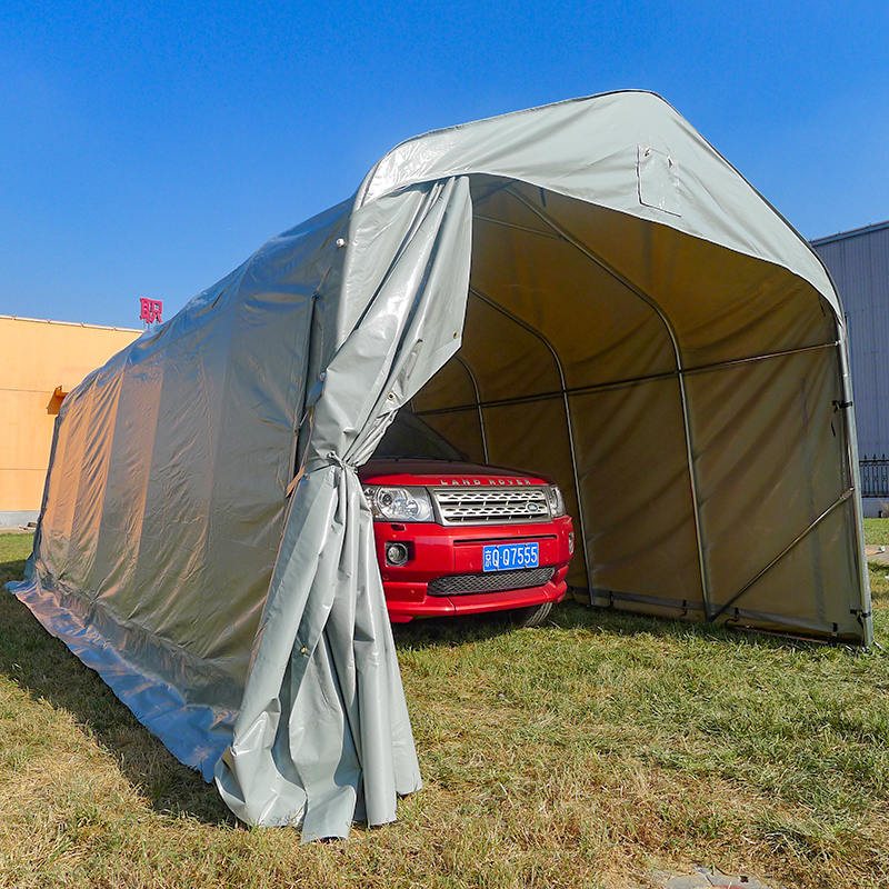 Cobertizo para Coche al Aire Libre PVC Gris 3.66x7.32m (12