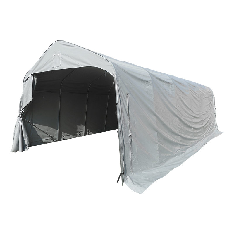 Cobertizo para Coche al Aire Libre PVC Gris 3.66x7.32m (12