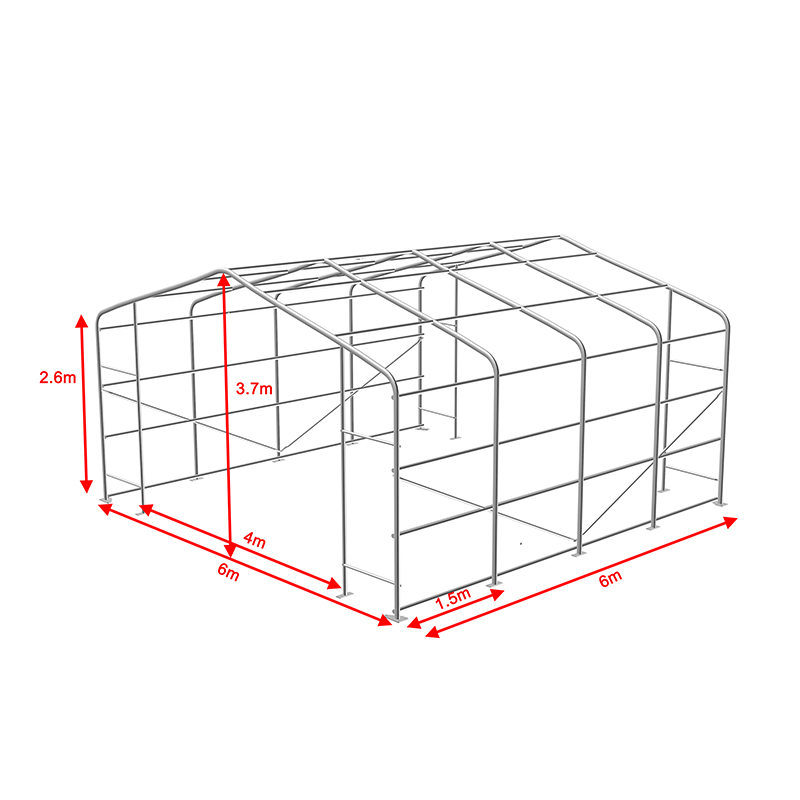Carpa de Almacén Temporal con Estructura de Acero Galvanizado 6X6 Altura Lateral 2.6m