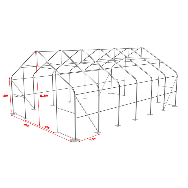 Carpa de Almacén Industrial PVC Verde Grande 8X12m-3m