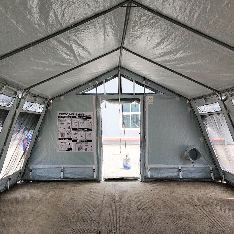 Tienda multifuncional de 42m², tienda tipo hub estándar UNICEF con cubierta de sombra integrada/removible