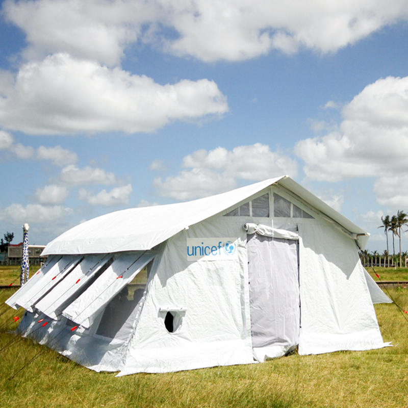 Tienda multifuncional de 42m², tienda tipo hub estándar UNICEF con cubierta de sombra integrada/removible